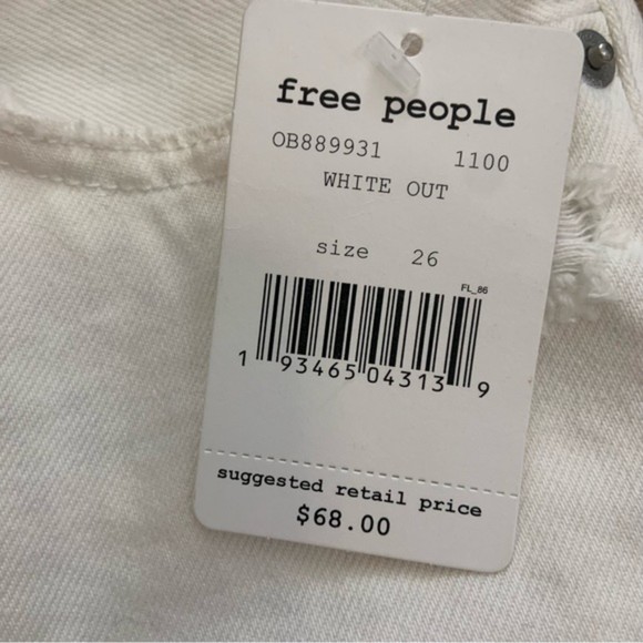 We The Free White Out Distressed Button Fly Denim Shorts - Picture 5 of 8